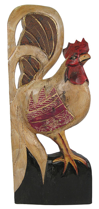 Wooden Chicken With Batik Design - Click Image to Close